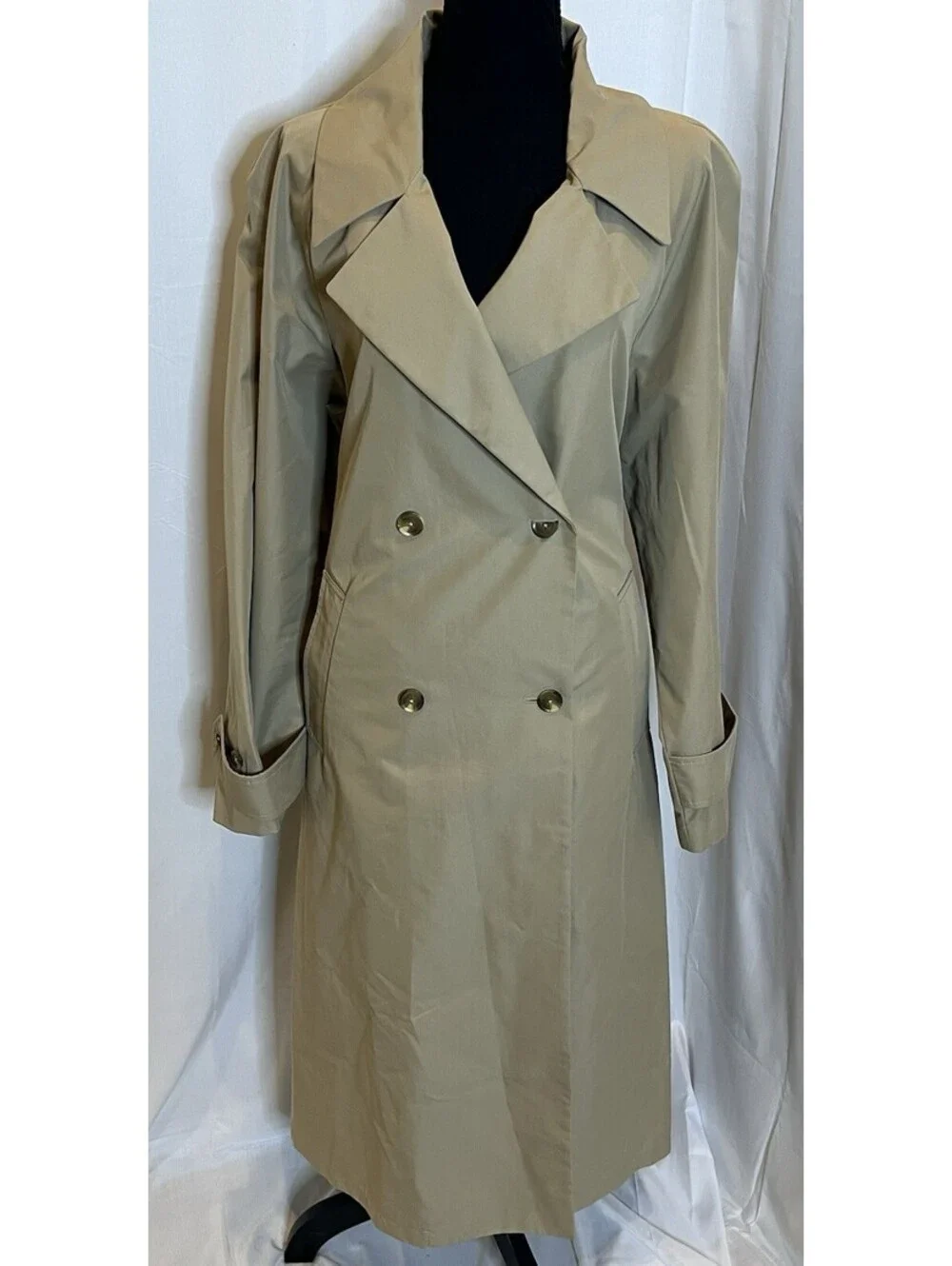 NWT GAP Women's Classic Belted Trench Coat Khaki Tan Double Breasted Size XL - Picture 3 of 9